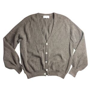 Peruvian Connection V-Neck 100% alpaca wool Brown Limestone Cardigan Size XL